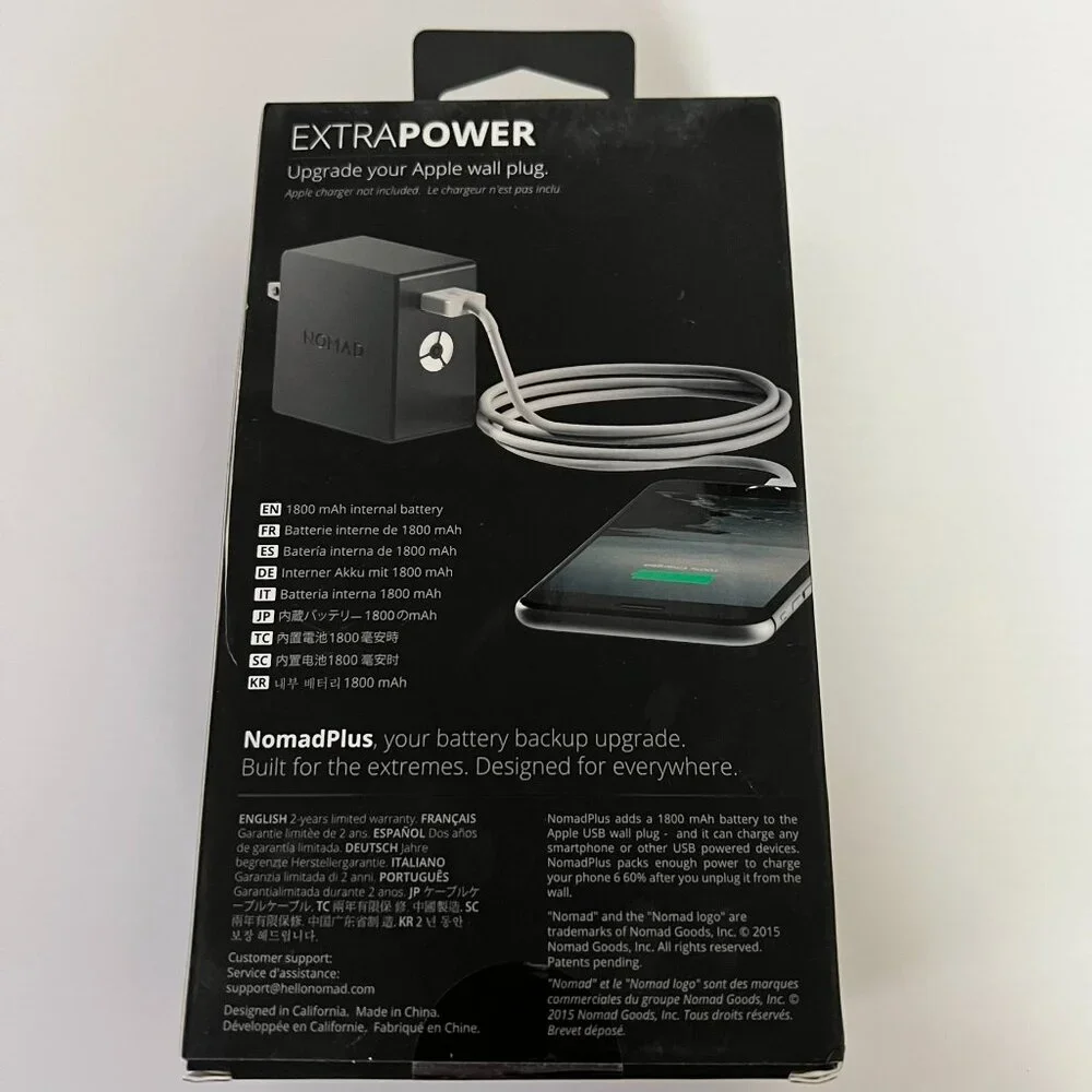 NomadPlus Power Upgrade turns your‎ Apple USB wall plug into a backup battery